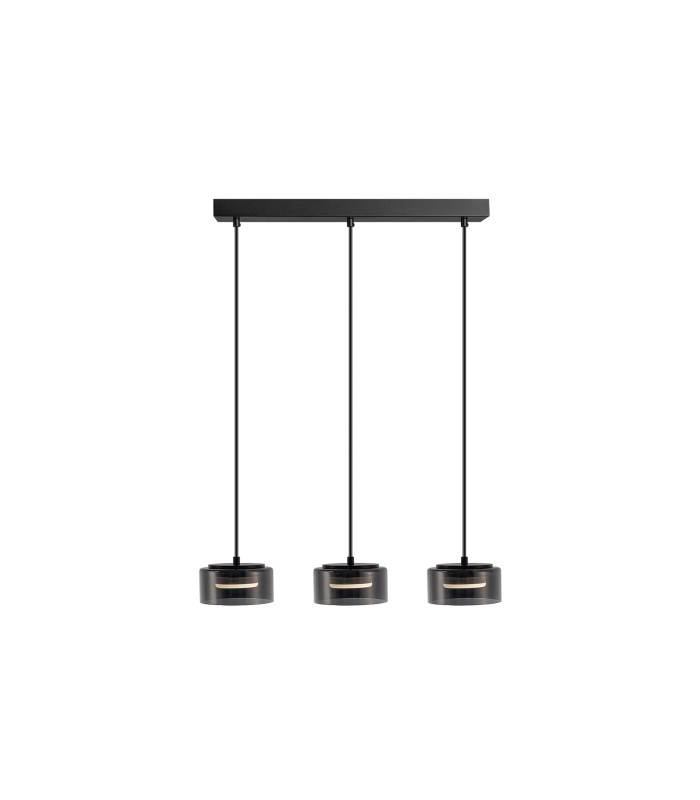 Olaia Bar Pendant Ceiling Light Black, Smoky 3xGX53 3000K 660lm