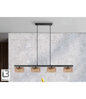 Olaia Bar Pendant Ceiling Light Black Amber 4xGX53 3000K 660lm-1