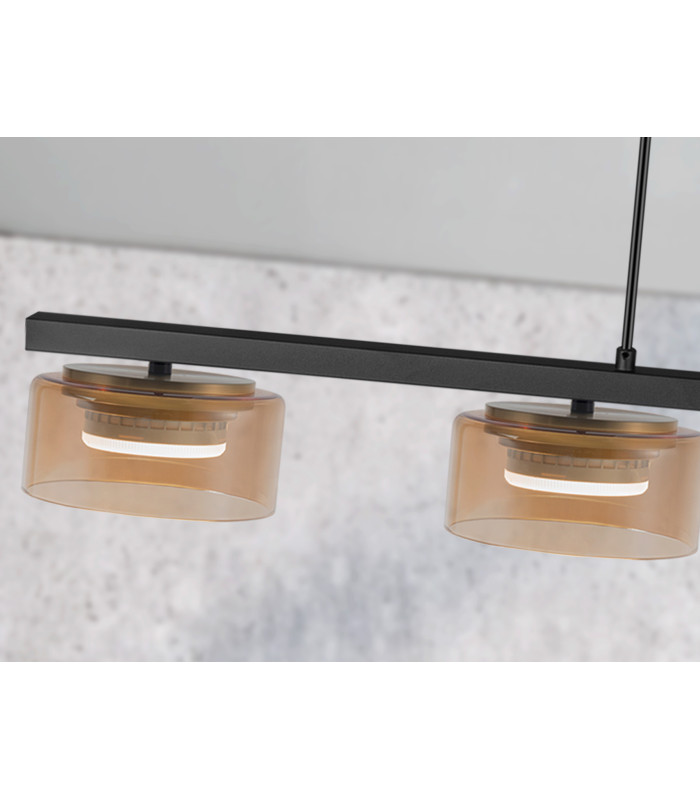 Olaia Bar Pendant Ceiling Light Black Amber 4xGX53 3000K 660lm-3
