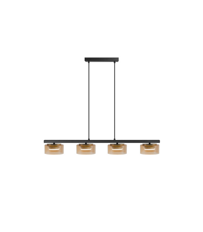Olaia Bar Pendant Ceiling Light Black, Amber 4xGX53 3000K 660lm