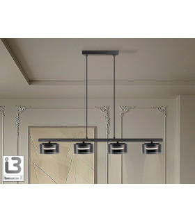 Olaia Bar Pendant Ceiling Light Black Smoky 4xGX53 3000K 660lm-1