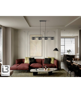 Olaia Bar Pendant Ceiling Light Black Smoky 4xGX53 3000K 660lm-2