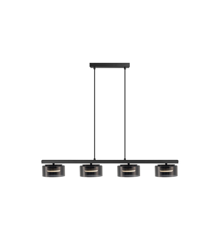 Olaia Bar Pendant Ceiling Light Black, Smoky 4xGX53 3000K 660lm