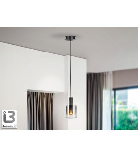 Venize Slim Pendant Ceiling Light Black Smoke 1xE27-1