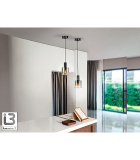 Venize Slim Pendant Ceiling Light Black Smoke 1xE27-2