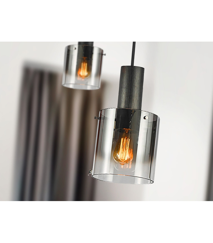 Venize Slim Pendant Ceiling Light Black, Smoke 1xE27