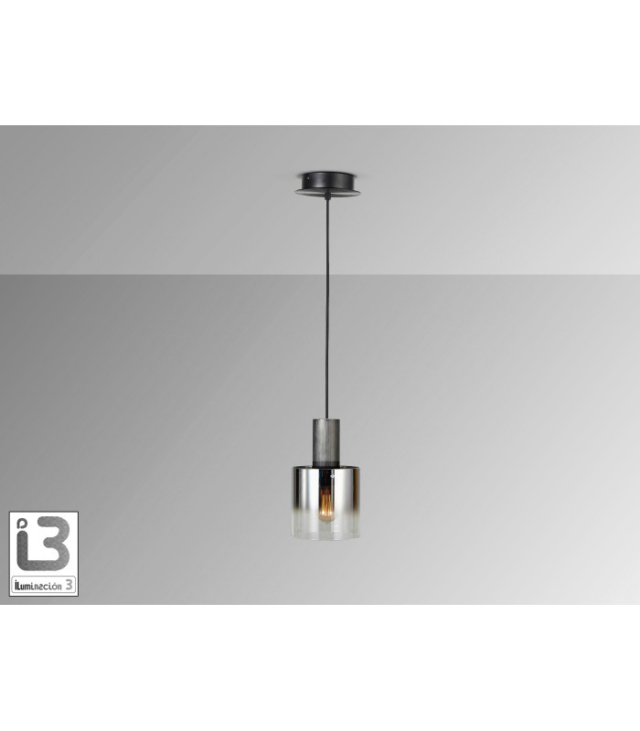 Venize Slim Pendant Ceiling Light Black, Smoke 1xE27