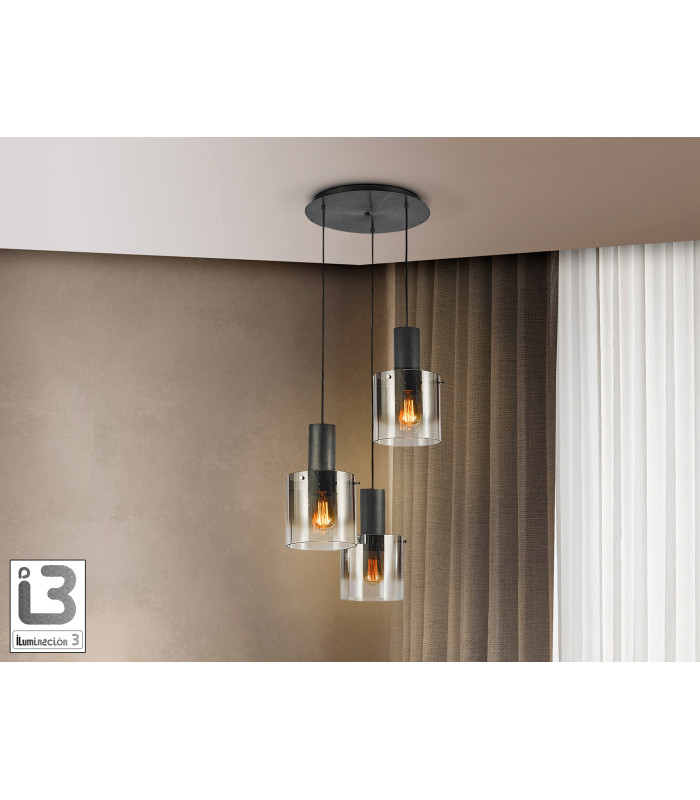 Venize Cluster Pendant Ceiling Light Black Smoke 3xE27-1