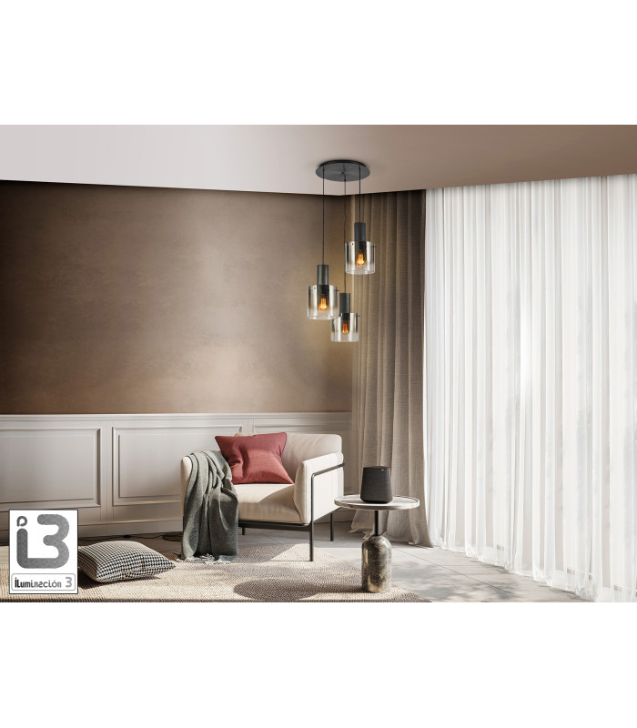 Venize Cluster Pendant Ceiling Light Black Smoke 3xE27-2