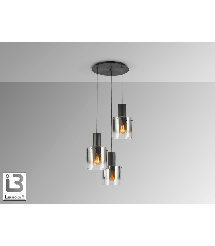 Venize Cluster Pendant Ceiling Light Black, Smoke 3xE27