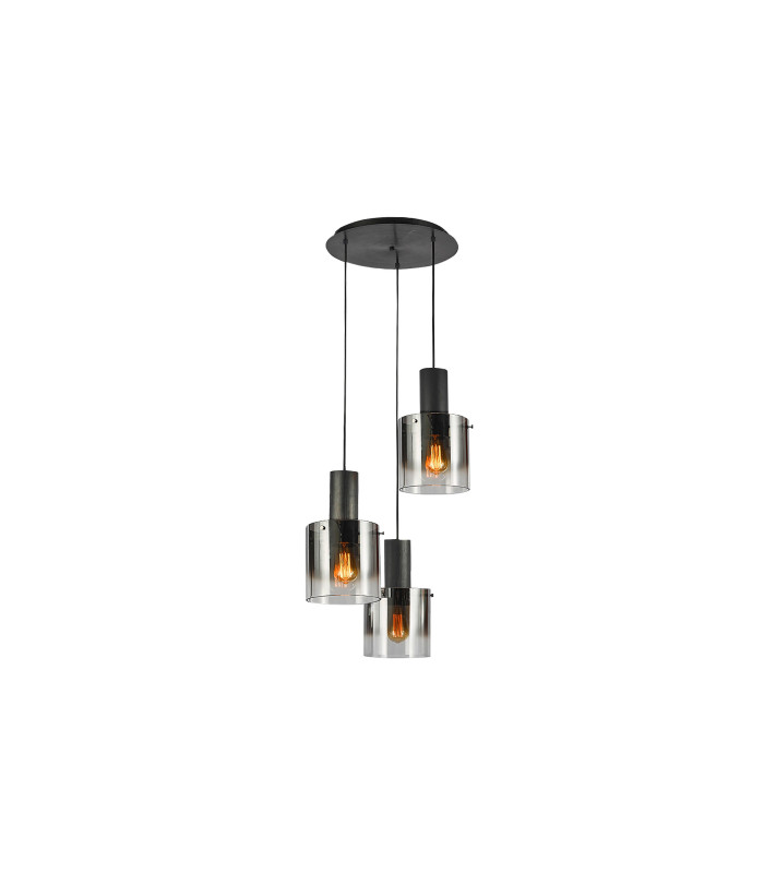 Venize Cluster Pendant Ceiling Light Black, Smoke 3xE27