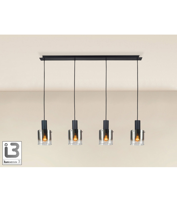 Venize Bar Pendant Ceiling Light Black Smoke 4xE27-1
