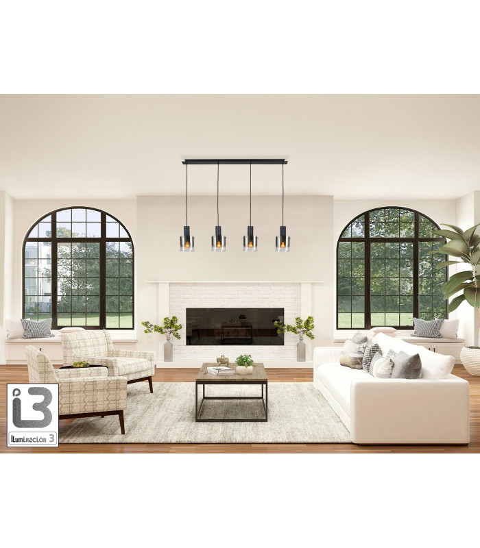 Venize Bar Pendant Ceiling Light Black Smoke 4xE27-2