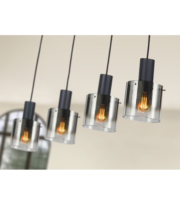 Venize Bar Pendant Ceiling Light Black Smoke 4xE27-3