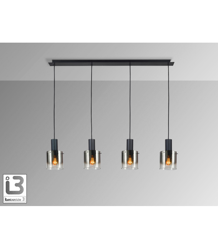 Venize Bar Pendant Ceiling Light Black, Smoke 4xE27