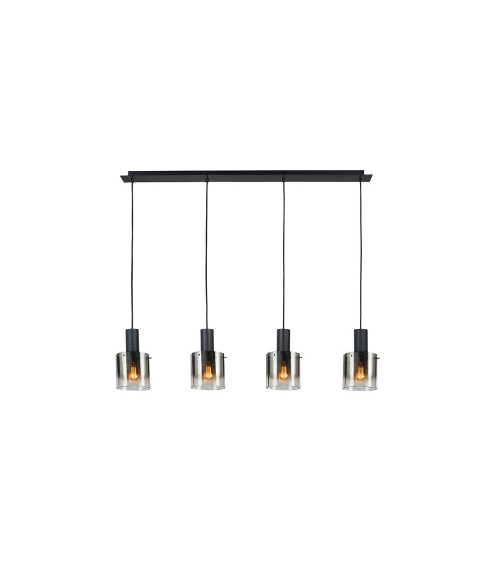 Venize Bar Pendant Ceiling Light Black, Smoke 4xE27