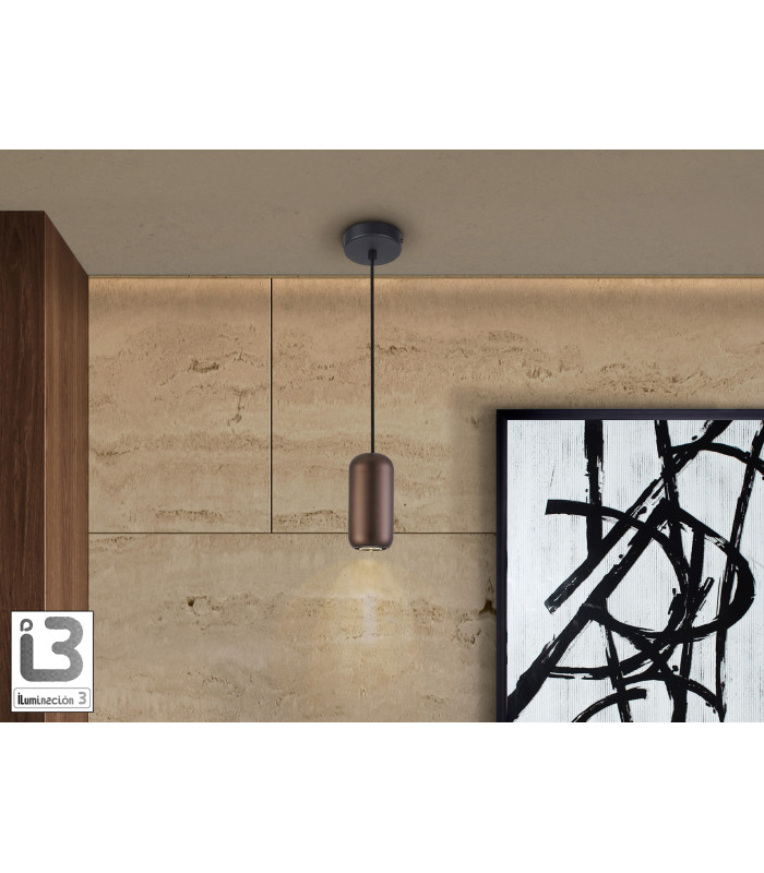 Nimes Slim Pendant Ceiling Light Black Brown 1xGU10-1