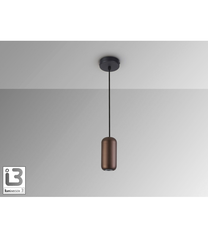 Nimes Slim Pendant Ceiling Light Black, Brown 1xGU10