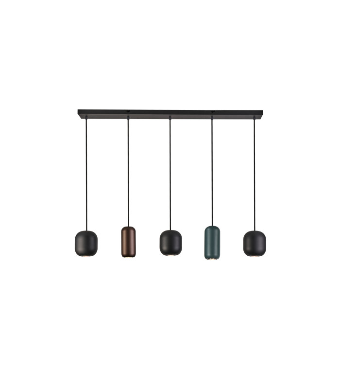 Nimes Bar Pendant Ceiling Light Black 5xGU10