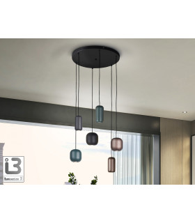 Nimes Cluster Pendant Ceiling Light Black 6xGU10-1