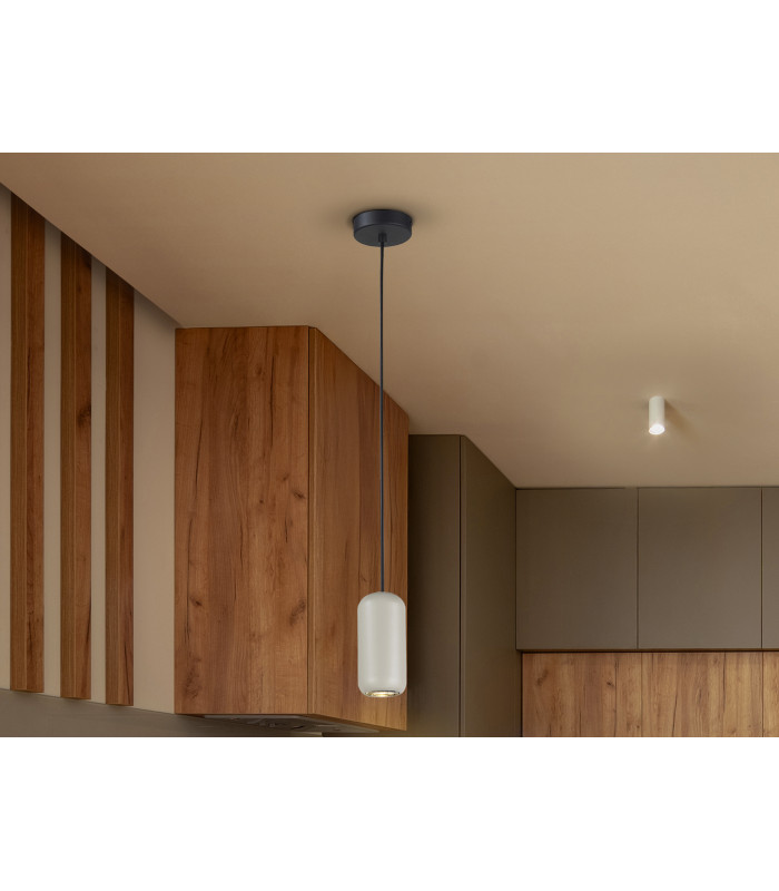 Nimes Slim Pendant Ceiling Light Black Grey 1xGU10-1