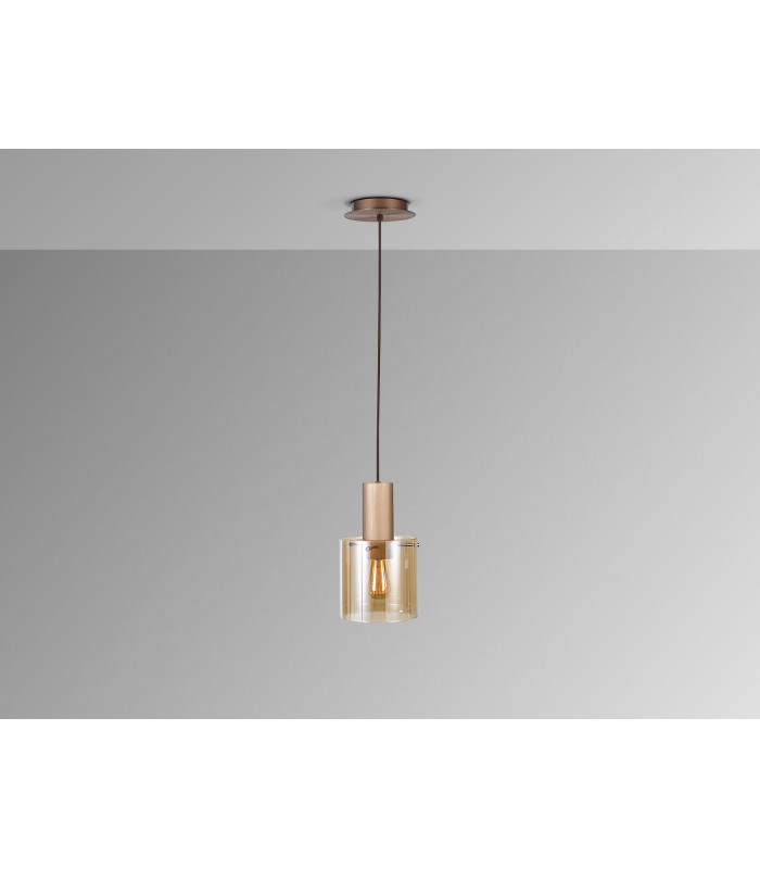 Venize Slim Pendant Ceiling Light Copper Amber 1xE27-3
