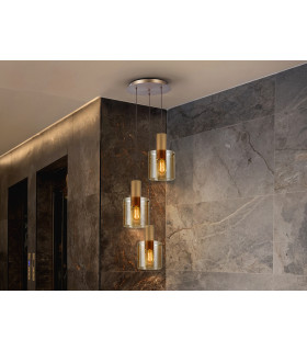 Venize Cluster Pendant Ceiling Light Copper Amber 3xE27-1