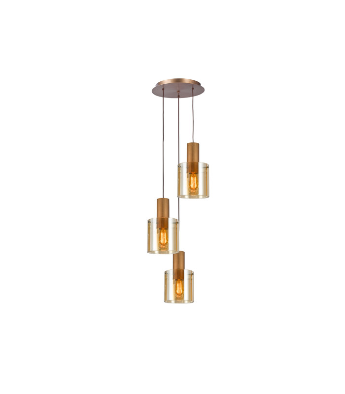Venize Cluster Pendant Ceiling Light Copper Amber 3xE27-4