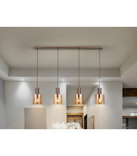 Venize Bar Pendant Ceiling Light Copper Amber 4xE27-1