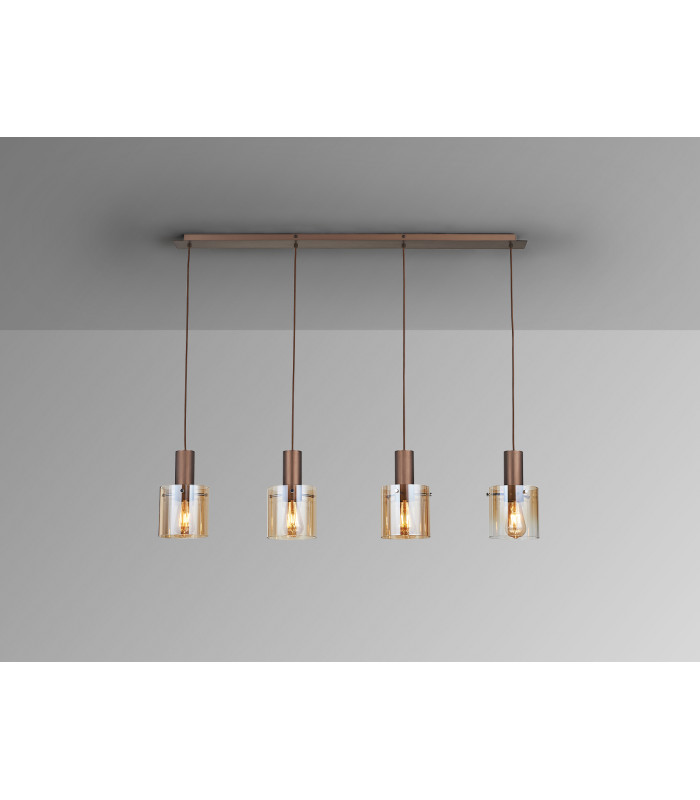 Venize Bar Pendant Ceiling Light Copper Amber 4xE27-3