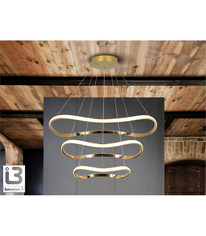 Naos Triple Ring Pendant Ceiling Light Rose Gold LED 3000K-1