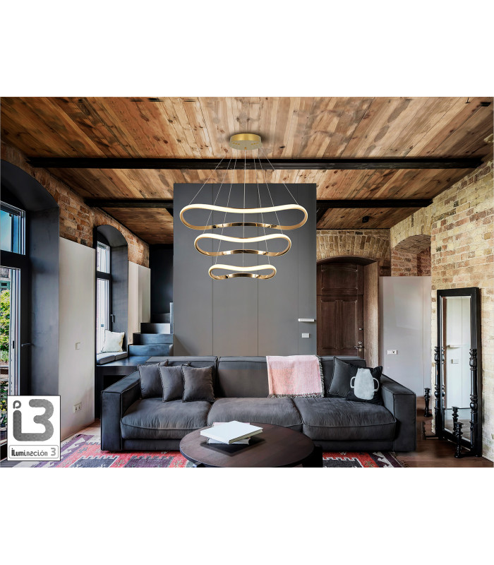 Naos Triple Ring Pendant Ceiling Light Rose Gold LED 3000K-2