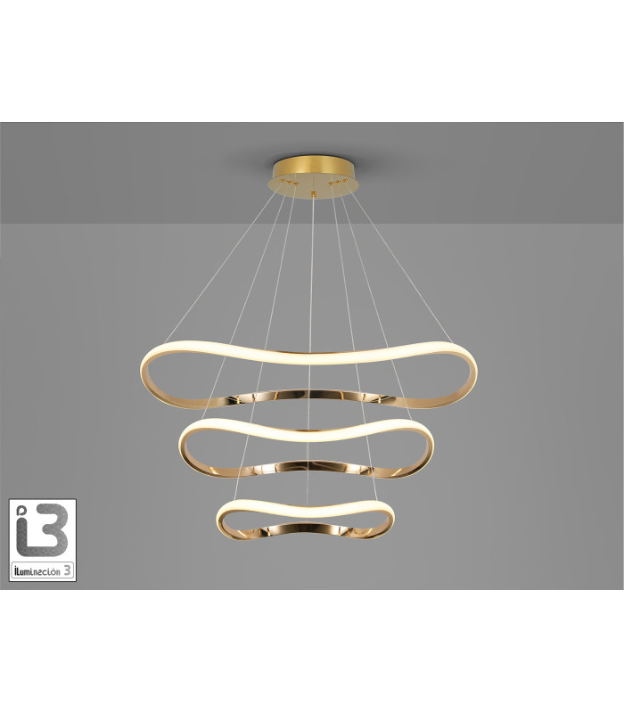 Naos Triple Ring Pendant Ceiling Light Rose Gold LED 3000K-3