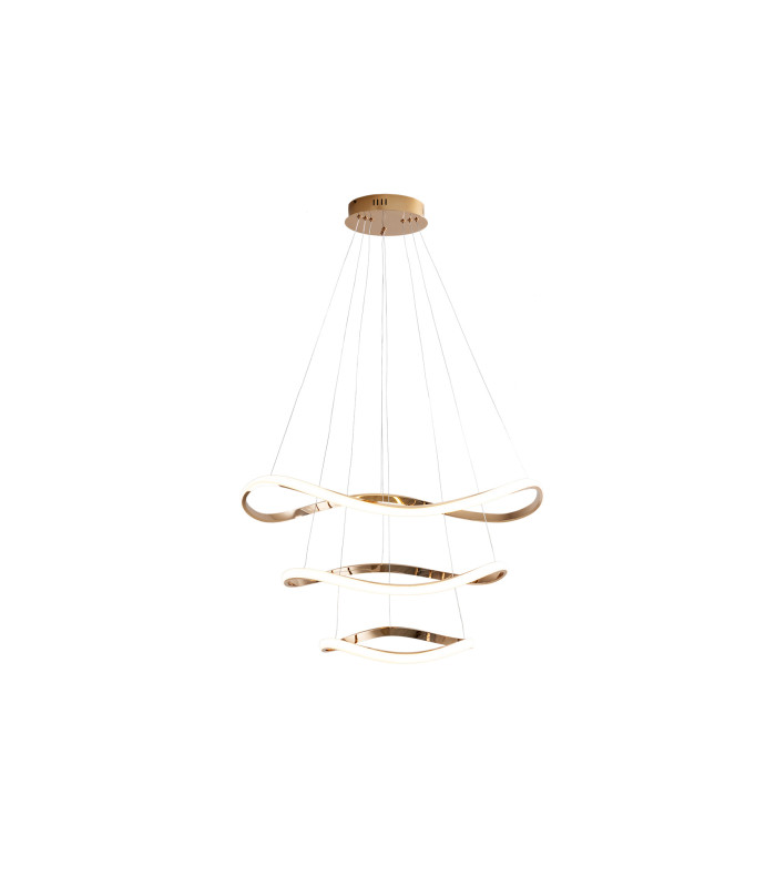Naos Triple Ring Pendant Ceiling Light Rose Gold LED 3000K-4