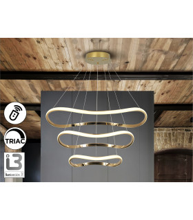 Naos Triple Ring Pendant Ceiling Light Rose Gold LED 3000K Dimmable Remote Control-1