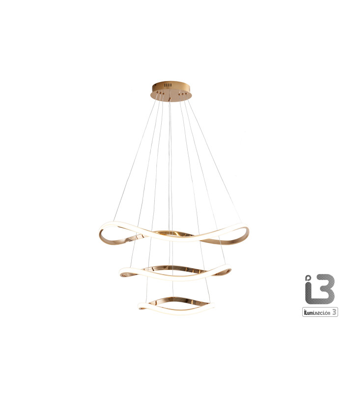Naos Triple Ring Pendant Ceiling Light Rose Gold LED 3000K Dimmable Remote Control-4