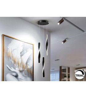 Twist Cluster Pendant Ceiling 3 Light Black LED 3000K-1