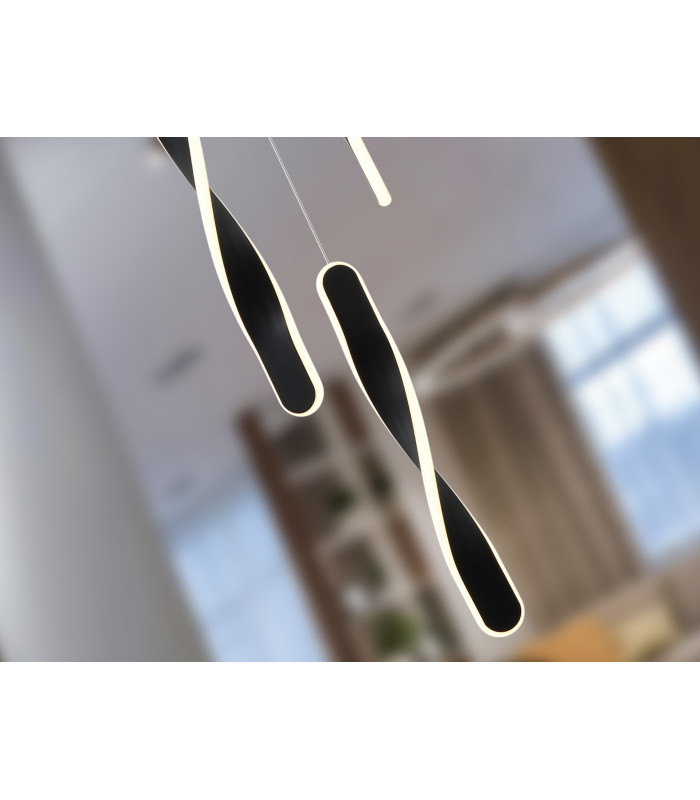 Twist Cluster Pendant Ceiling 3 Light Black LED 3000K-3