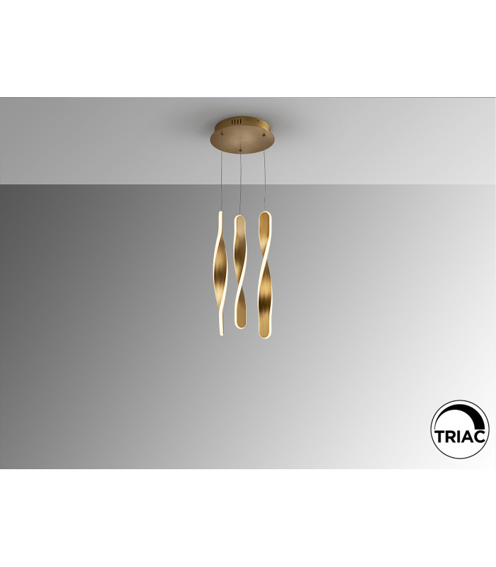 Twist Cluster Pendant Ceiling 3 Light Gold LED 3000K-4