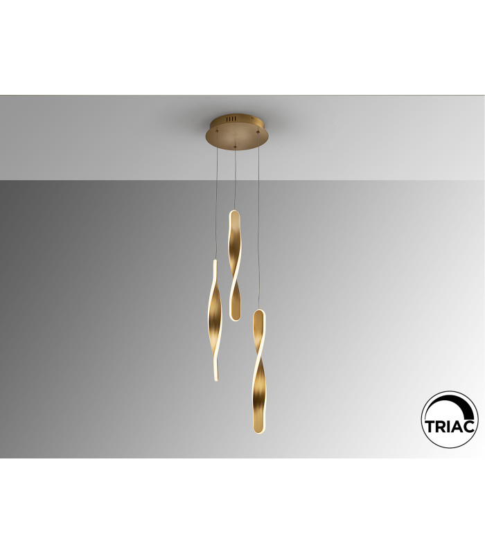 Twist Cluster Pendant Ceiling 3 Light Gold LED 3000K-5