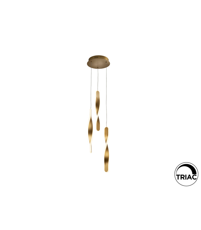 Twist Cluster Pendant Ceiling 3 Light Gold LED 3000K-6