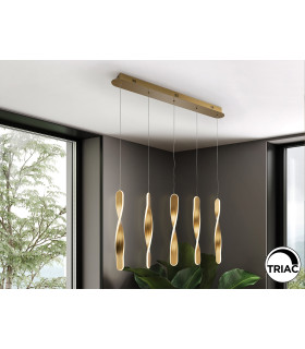 Twist Bar Pendant Ceiling 5 Light Gold LED 3000K-1