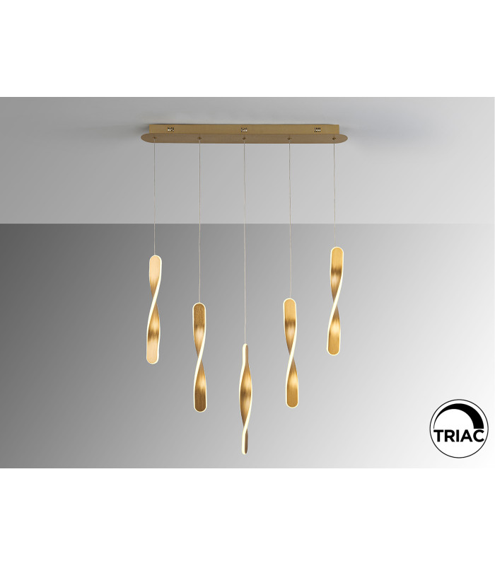 Twist Bar Pendant Ceiling 5 Light Gold LED 3000K-5