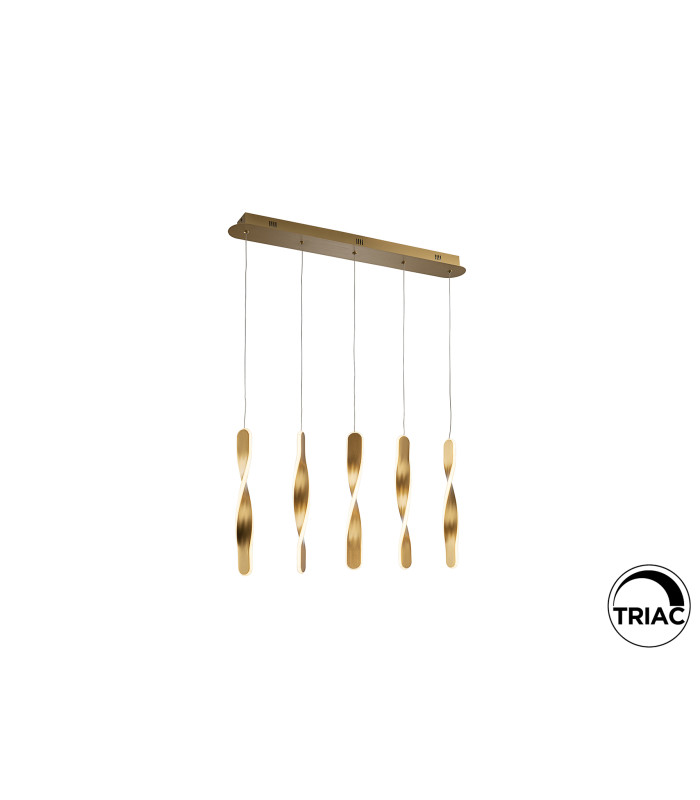 Twist Bar Pendant Ceiling 5 Light Gold LED 3000K-6