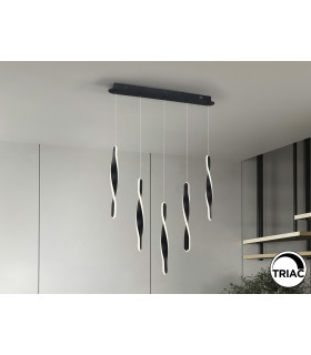 Twist Bar Pendant Ceiling 5 Light Black LED 3000K-1