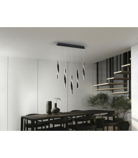 Twist Bar Pendant Ceiling 5 Light Black LED 3000K-2