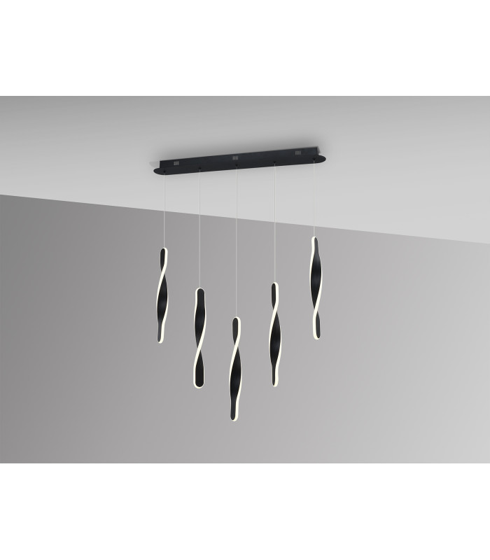 Twist Bar Pendant Ceiling 5 Light Black LED 3000K-3