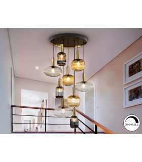 Norma Cluster Pendant Ceiling Light Black 9xE27 870lm-1