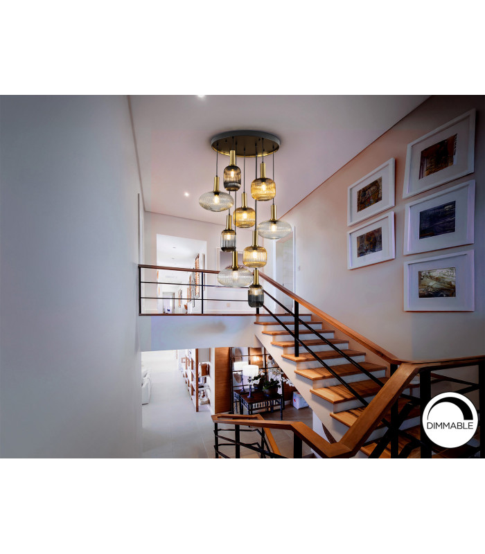 Norma Cluster Pendant Ceiling Light Black 9xE27 870lm-2
