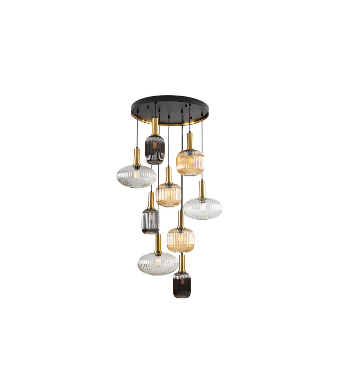 Norma Cluster Pendant Ceiling Light Black 9xE27 870lm-4